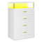 Sikaic Dresser 4 Drawers LED Tall Dresser with Charging Station White White / Engineered Wood / Modern
