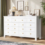 Sikaic Dresser 55.1 inch Wide 9-Drawer Dresser with Solid Wood Handles White White / Engineered Wood / Modern