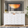 Sikaic Dresser 55.1 inch Wide 9-Drawer Dresser with Solid Wood Handles White White / Engineered Wood / Modern