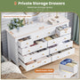 Sikaic Dresser 55.1 inch Wide 9-Drawer Dresser with Solid Wood Handles White White / Engineered Wood / Modern