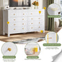 Sikaic Dresser 55.1 inch Wide 9-Drawer Dresser with Solid Wood Handles White White / Engineered Wood / Modern