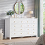 Sikaic Dresser 55.1 inch Wide 9-Drawer Dresser with Solid Wood Handles White White / Engineered Wood / Modern