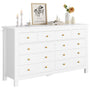 Sikaic Dresser 55.1 inch Wide 9-Drawer Dresser with Solid Wood Handles White White / Engineered Wood / Modern