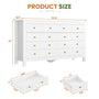 Sikaic Dresser 55.1 inch Wide 9-Drawer Dresser with Solid Wood Handles White White / Engineered Wood / Modern