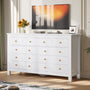 Sikaic Dresser 55.1 inch Wide 9-Drawer Dresser with Solid Wood Handles White White / Engineered Wood / Modern