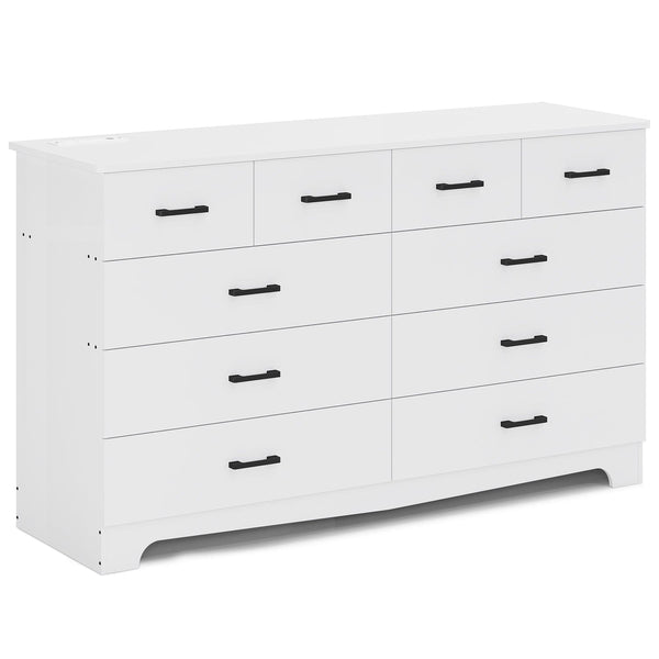 55.1 Inches Dresser with 10 Storage Drawers White