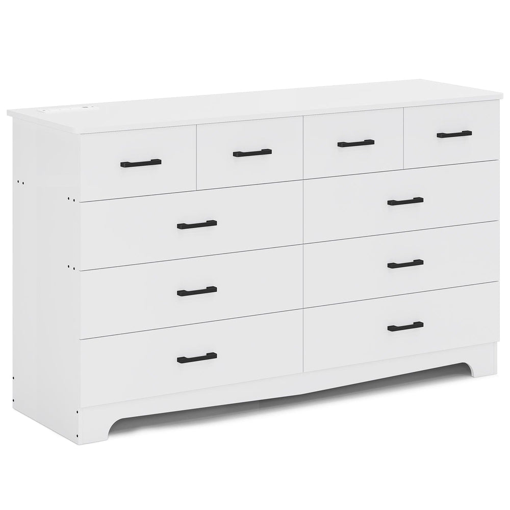 Sikaic Dresser 55.1 Inches 10 Drawers Dresser White White / Engineered Wood / Modern