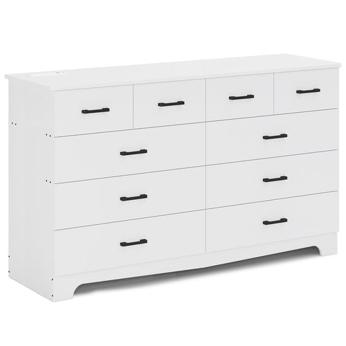 Sikaic Dresser 55.1 Inches 10 Drawers Dresser White White / Engineered Wood / Modern