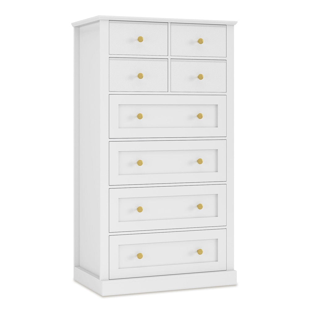Sikaic Dresser 55.1 Inches High Tall Dresser with 8 Drawers White White / Engineered Wood / Modern