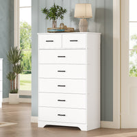 Sikaic Dresser 55.6 inch Tall 7-Drawer Dresser White White / Engineered Wood / Modern