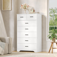 Sikaic Dresser 55.6 inch Tall 7-Drawer Dresser White White / Engineered Wood / Modern