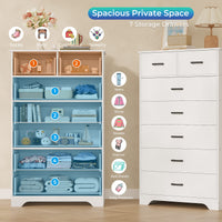 Sikaic Dresser 55.6 inch Tall 7-Drawer Dresser White White / Engineered Wood / Modern