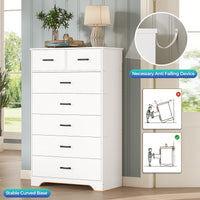Sikaic Dresser 55.6 inch Tall 7-Drawer Dresser White White / Engineered Wood / Modern