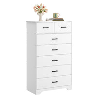 Sikaic Dresser 55.6 inch Tall 7-Drawer Dresser White White / Engineered Wood / Modern