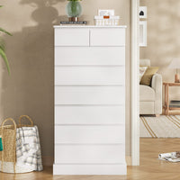 Sikaic Dresser 59.6 inch Tall 8-Drawer Dresser White White / Engineered Wood / Modern