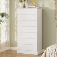 Sikaic Dresser 59.6 inch Tall 8-Drawer Dresser White White / Engineered Wood / Modern