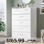 Sikaic Dresser 6 Drawers Dresser with Vertical Large Storage White White / Engineered Wood / Modern