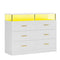 Sikaic Dresser 6 Drawers LED Wide Dresser with Column Design White White / Engineered Wood / Modern