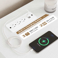 Sikaic Dresser 61.4" Wide Dresser Chest of Drawers with Large Capacity Storage and Power Outlets White White / Engineered Wood / Modern