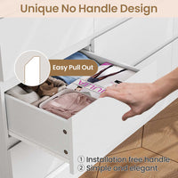 Sikaic Dresser 61.4" Wide Dresser Chest of Drawers with Large Capacity Storage and Power Outlets White White / Engineered Wood / Modern