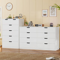 Sikaic Dresser 8 Drawers Dresser with Large Capacity for Living Room White Sikaic 8 Drawers Dresser White White / Engineered Wood / Modern