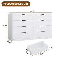 Sikaic Dresser 8 Drawers Dresser with Large Capacity for Living Room White Sikaic 8 Drawers Dresser White White / Engineered Wood / Modern