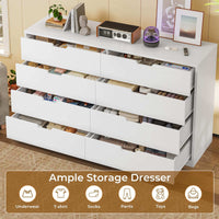 Sikaic Dresser 8 Drawers Dresser with Large Capacity for Living Room White Sikaic 8 Drawers Dresser White White / Engineered Wood / Modern