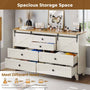 Sikaic Dresser Farmhouse 6 Drawers Long Storage Dresser with Sliding Barn Door  for Bedroom White White / Engineered Wood / Modern
