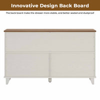 Sikaic Dresser Farmhouse 6 Drawers Long Storage Dresser with Sliding Barn Door  for Bedroom White White / Engineered Wood / Modern