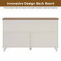 Sikaic Dresser Farmhouse 6 Drawers Long Storage Dresser with Sliding Barn Door  for Bedroom White White / Engineered Wood / Modern
