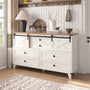 Sikaic Dresser Farmhouse 6 Drawers Long Storage Dresser with Sliding Barn Door  for Bedroom White White / Engineered Wood / Modern