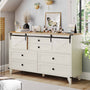 Sikaic Dresser Farmhouse 6 Drawers Long Storage Dresser with Sliding Barn Door  for Bedroom White White / Engineered Wood / Modern