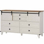Sikaic Dresser Farmhouse 6 Drawers Long Storage Dresser with Sliding Barn Door  for Bedroom White White / Engineered Wood / Modern