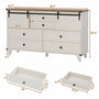 Sikaic Dresser Farmhouse 6 Drawers Long Storage Dresser with Sliding Barn Door  for Bedroom White White / Engineered Wood / Modern