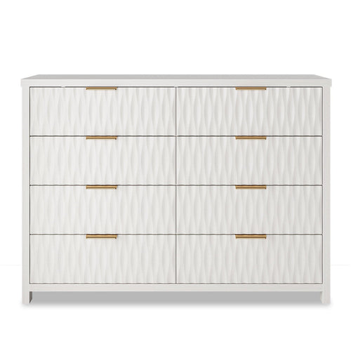 Sikaic Dresser Fluted Dresser with 8 Drawers White White / Engineered Wood / Modern