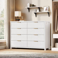 Sikaic Dresser Fluted Dresser with 8 Drawers White White / Engineered Wood / Modern