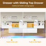 Sikaic Dresser Modern 6 Drawer Dresser with Sliding Desktop & LED Lights White White / Engineered Wood / Modern