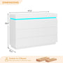 Sikaic Dresser Modern 6 Drawer Dresser with Sliding Desktop & LED Lights White White / Engineered Wood / Modern