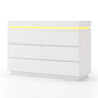 Sikaic Dresser Modern 6 Drawer Dresser with Sliding Desktop & LED Lights White White / Engineered Wood / Modern