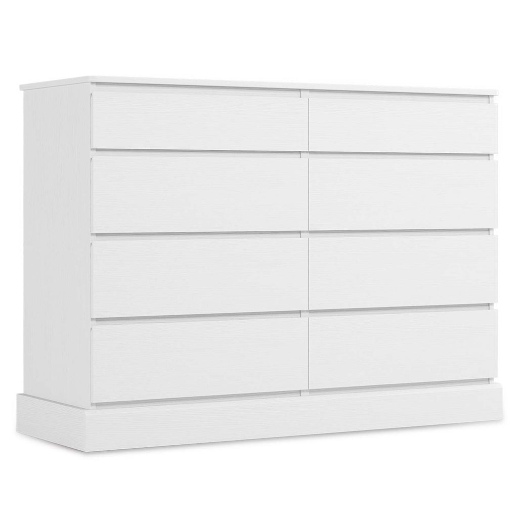 8 Drawers Double Dresser with No Handle Design White