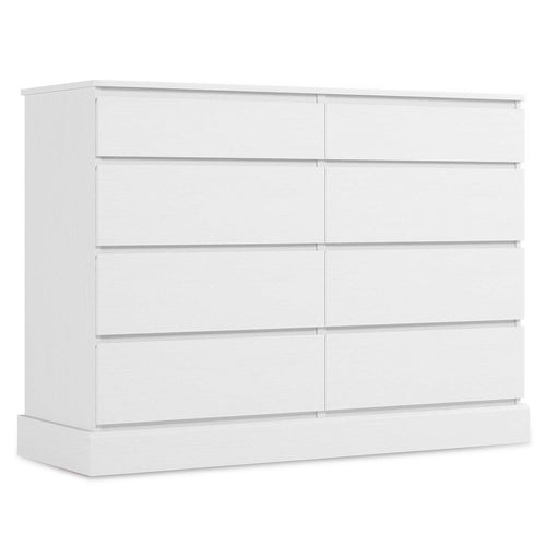 Sikaic Dresser No Handle Design Dresser with 8 Drawers White White / Engineered Wood / Modern