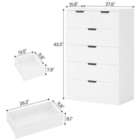 Sikaic Dresser Tall Dresser with 6 Drawers White White / Engineered Wood / Modern