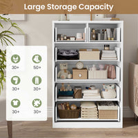 Sikaic Dresser Tall Dresser with 6 Drawers White White / Engineered Wood / Modern