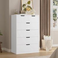 Sikaic Dresser Tall Dresser with 6 Drawers White White / Engineered Wood / Modern