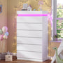 Sikaic Dresser Tall Dresser with LED Light and 6 Drawers White White / Engineered Wood / Modern