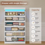 Sikaic Dresser Tall Dresser with LED Light and 6 Drawers White White / Engineered Wood / Modern