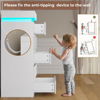 Sikaic Dresser Tall Dresser with LED Light White White / Engineered Wood / Modern