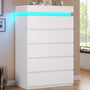Sikaic Dresser Tall Dresser with LED Light White White / Engineered Wood / Modern