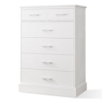 Sikaic Dresser 6 Drawers Dresser with Clothes Storage Organizer White White / Modern / Wood