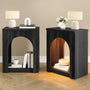 Sikaic End Table Sikaic Arched End Table with LED Lighting Matte Black Black / Engineered Wood / Modern